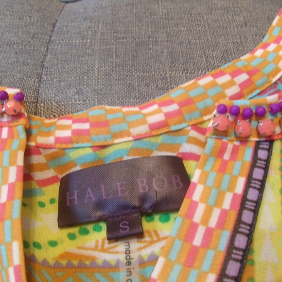Hale Bob Multicolor Jeweled Neck Sheer Top - Picture 7 of 8
